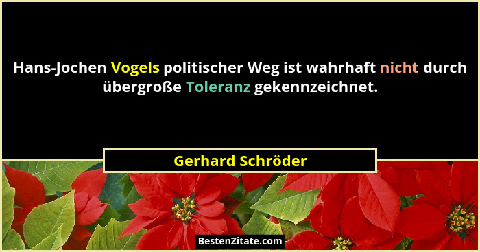 Hans-Jochen Vogels politischer Weg ist wahrhaft nicht durch übergroße Toleranz gekennzeichnet.... - Gerhard Schröder
