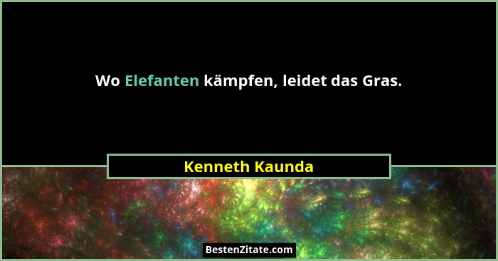 Wo Elefanten kämpfen, leidet das Gras.... - Kenneth Kaunda