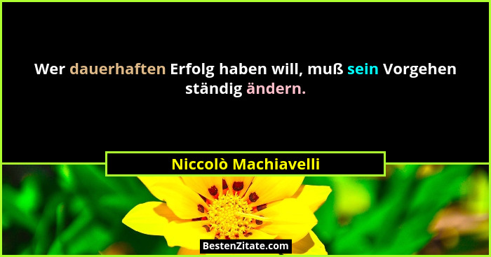 Wer dauerhaften Erfolg haben will, muß sein Vorgehen ständig ändern.... - Niccolò Machiavelli