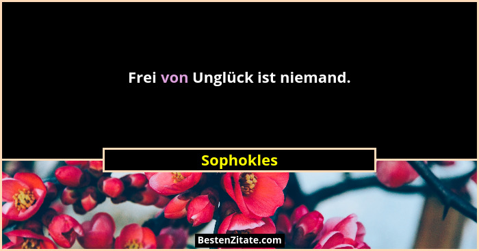 Frei von Unglück ist niemand.... - Sophokles
