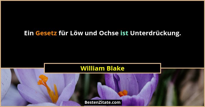 Ein Gesetz für Löw und Ochse ist Unterdrückung.... - William Blake