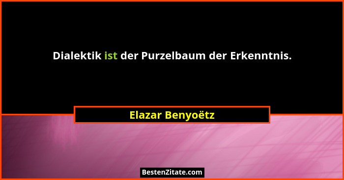 Dialektik ist der Purzelbaum der Erkenntnis.... - Elazar Benyoëtz