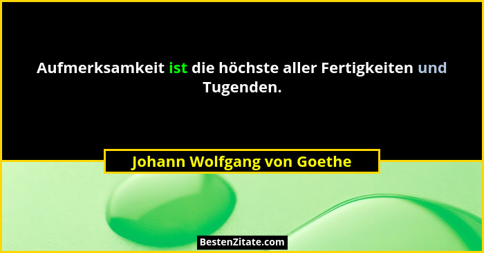 Aufmerksamkeit ist die höchste aller Fertigkeiten und Tugenden.... - Johann Wolfgang von Goethe