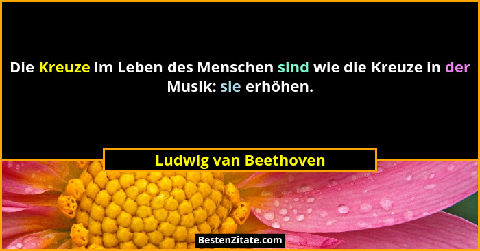 Die Kreuze im Leben des Menschen sind wie die Kreuze in der Musik: sie erhöhen.... - Ludwig van Beethoven