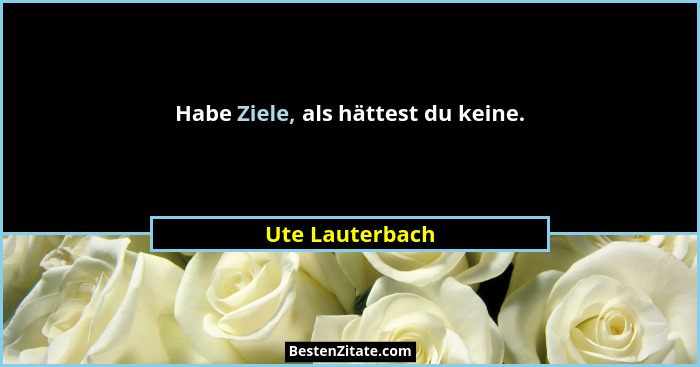 Habe Ziele, als hättest du keine.... - Ute Lauterbach