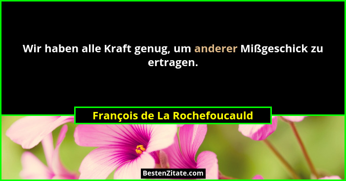 Wir haben alle Kraft genug, um anderer Mißgeschick zu ertragen.... - François de La Rochefoucauld
