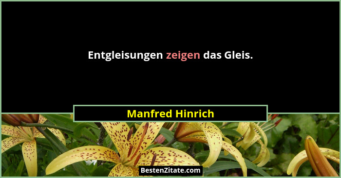 Entgleisungen zeigen das Gleis.... - Manfred Hinrich