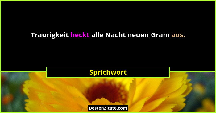 Traurigkeit heckt alle Nacht neuen Gram aus.... - Sprichwort