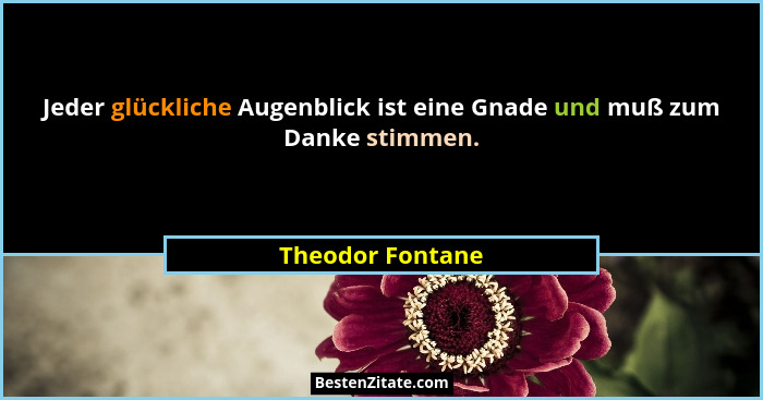Jeder glückliche Augenblick ist eine Gnade und muß zum Danke stimmen.... - Theodor Fontane