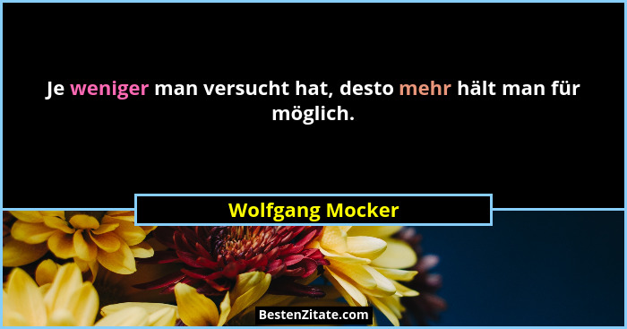 Je weniger man versucht hat, desto mehr hält man für möglich.... - Wolfgang Mocker