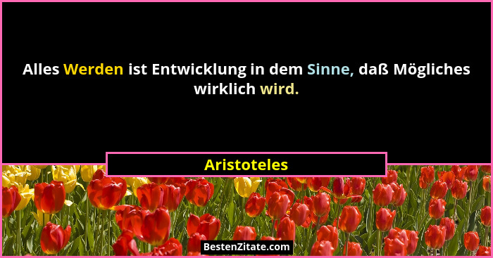 Alles Werden ist Entwicklung in dem Sinne, daß Mögliches wirklich wird.... - Aristoteles