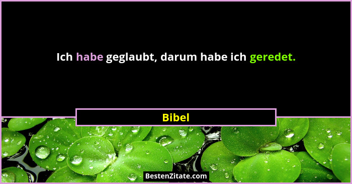 Ich habe geglaubt, darum habe ich geredet.... - Bibel
