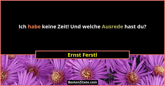 Ich habe keine Zeit! Und welche Ausrede hast du?... - Ernst Ferstl