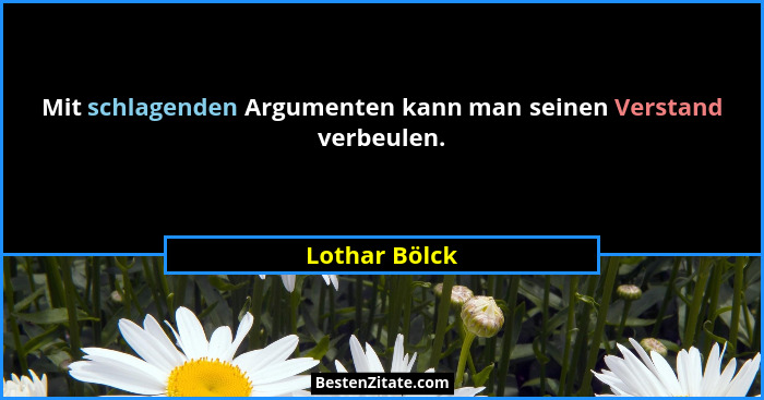 Mit schlagenden Argumenten kann man seinen Verstand verbeulen.... - Lothar Bölck