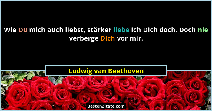 Wie Du mich auch liebst, stärker liebe ich Dich doch. Doch nie verberge Dich vor mir.... - Ludwig van Beethoven