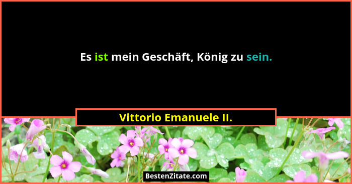 Es ist mein Geschäft, König zu sein.... - Vittorio Emanuele II.