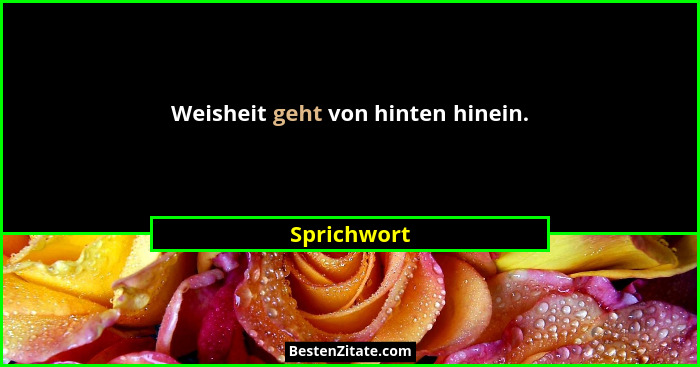 Weisheit geht von hinten hinein.... - Sprichwort