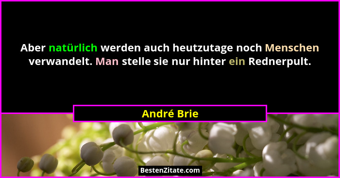 Aber natürlich werden auch heutzutage noch Menschen verwandelt. Man stelle sie nur hinter ein Rednerpult.... - André Brie