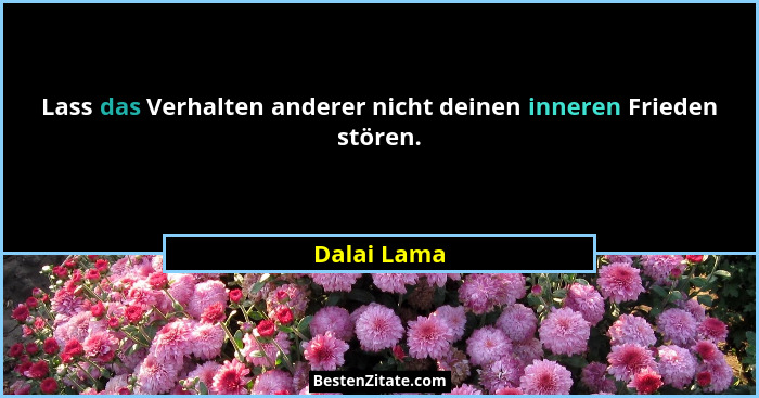 Lass das Verhalten anderer nicht deinen inneren Frieden stören.... - Dalai Lama