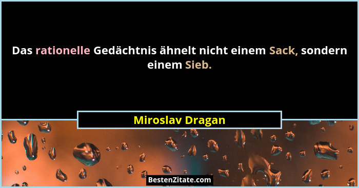 Das rationelle Gedächtnis ähnelt nicht einem Sack, sondern einem Sieb.... - Miroslav Dragan