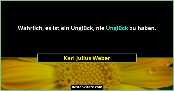 Wahrlich, es ist ein Unglück, nie Unglück zu haben.... - Karl Julius Weber