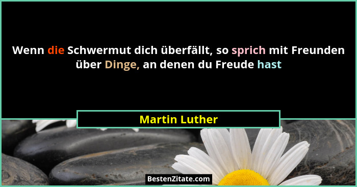 Wenn die Schwermut dich überfällt, so sprich mit Freunden über Dinge, an denen du Freude hast... - Martin Luther
