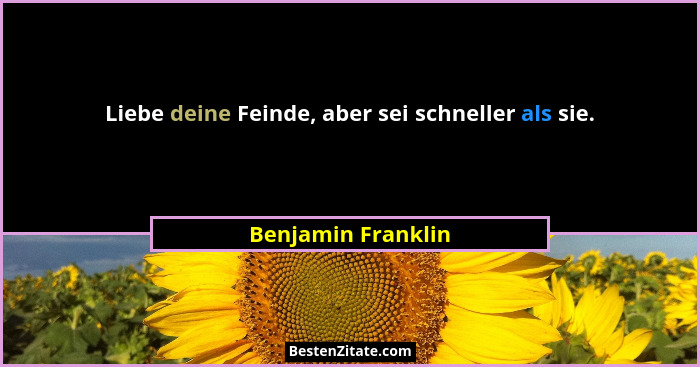 Liebe deine Feinde, aber sei schneller als sie.... - Benjamin Franklin