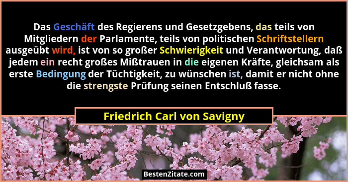 Das Geschäft des Regierens und Gesetzgebens, das teils von Mitgliedern der Parlamente, teils von politischen Schriftstell... - Friedrich Carl von Savigny