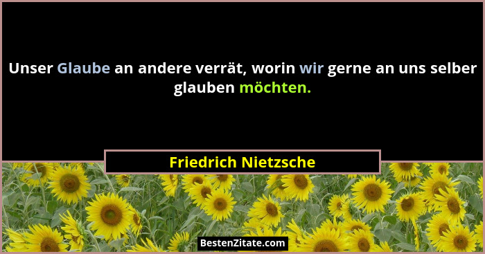 Unser Glaube an andere verrät, worin wir gerne an uns selber glauben möchten.... - Friedrich Nietzsche