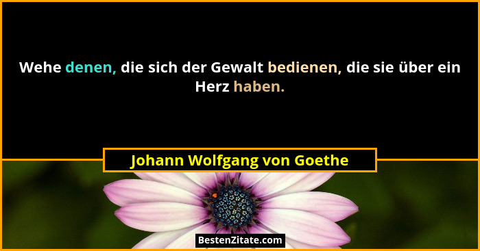 Wehe denen, die sich der Gewalt bedienen, die sie über ein Herz haben.... - Johann Wolfgang von Goethe