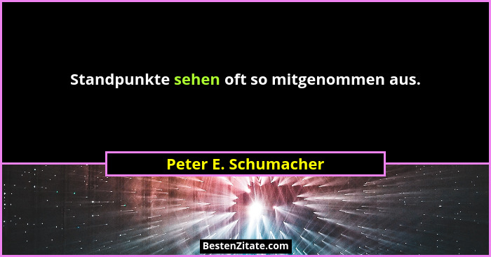 Standpunkte sehen oft so mitgenommen aus.... - Peter E. Schumacher