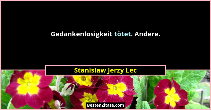 Gedankenlosigkeit tötet. Andere.... - Stanislaw Jerzy Lec