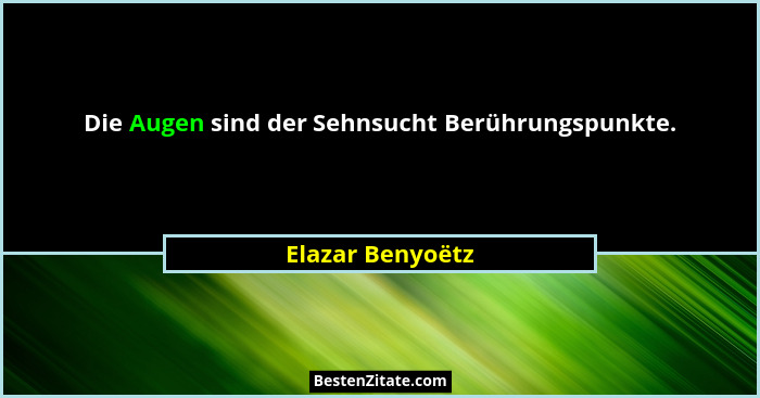Die Augen sind der Sehnsucht Berührungspunkte.... - Elazar Benyoëtz