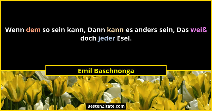 Wenn dem so sein kann, Dann kann es anders sein, Das weiß doch jeder Esel.... - Emil Baschnonga