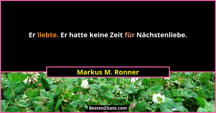 Er liebte. Er hatte keine Zeit für Nächstenliebe.... - Markus M. Ronner