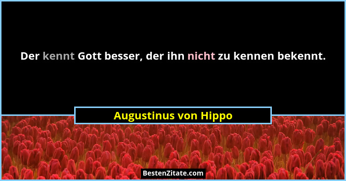 Der kennt Gott besser, der ihn nicht zu kennen bekennt.... - Augustinus von Hippo