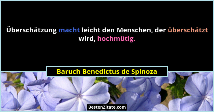 Überschätzung macht leicht den Menschen, der überschätzt wird, hochmütig.... - Baruch Benedictus de Spinoza