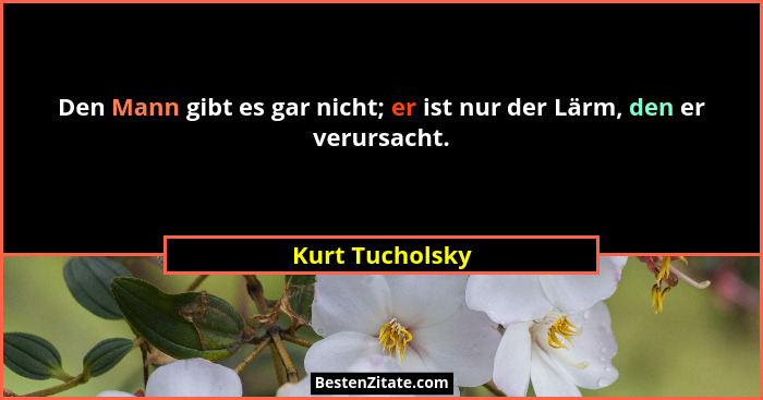 Den Mann gibt es gar nicht; er ist nur der Lärm, den er verursacht.... - Kurt Tucholsky