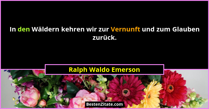 In den Wäldern kehren wir zur Vernunft und zum Glauben zurück.... - Ralph Waldo Emerson
