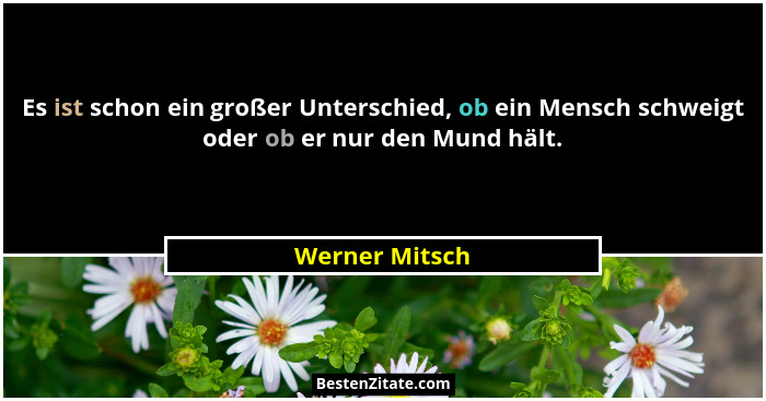 Es ist schon ein großer Unterschied, ob ein Mensch schweigt oder ob er nur den Mund hält.... - Werner Mitsch