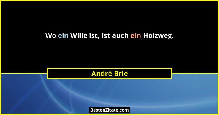 Wo ein Wille ist, ist auch ein Holzweg.... - André Brie