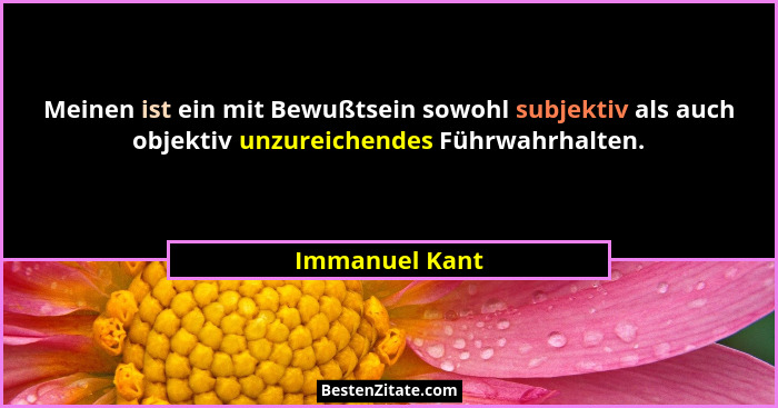 Meinen ist ein mit Bewußtsein sowohl subjektiv als auch objektiv unzureichendes Führwahrhalten.... - Immanuel Kant