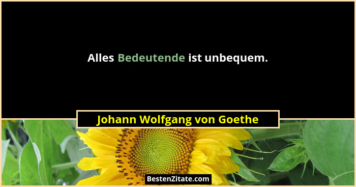 Alles Bedeutende ist unbequem.... - Johann Wolfgang von Goethe
