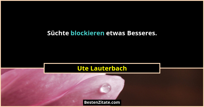Süchte blockieren etwas Besseres.... - Ute Lauterbach