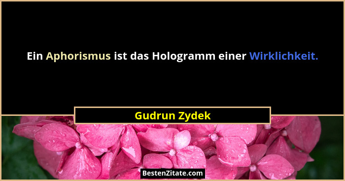 Ein Aphorismus ist das Hologramm einer Wirklichkeit.... - Gudrun Zydek
