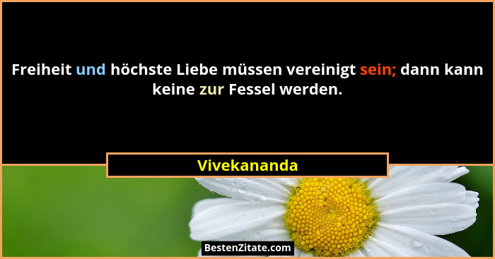 Freiheit und höchste Liebe müssen vereinigt sein; dann kann keine zur Fessel werden.... - Vivekananda
