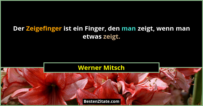 Der Zeigefinger ist ein Finger, den man zeigt, wenn man etwas zeigt.... - Werner Mitsch