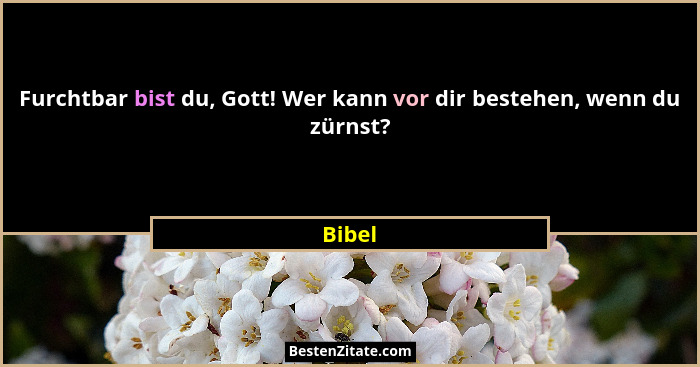 Furchtbar bist du, Gott! Wer kann vor dir bestehen, wenn du zürnst?... - Bibel