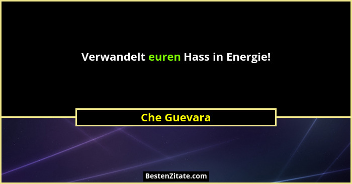 Verwandelt euren Hass in Energie!... - Che Guevara