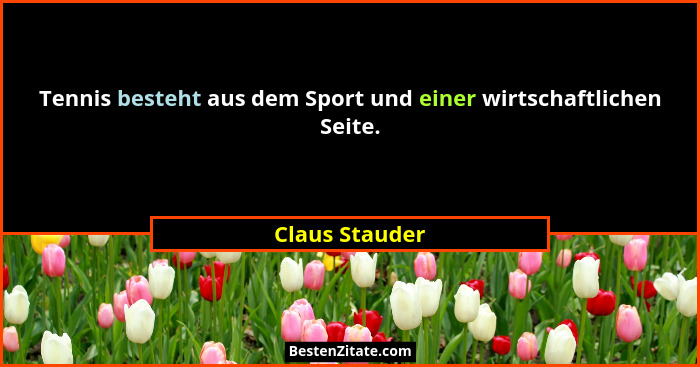 Tennis besteht aus dem Sport und einer wirtschaftlichen Seite.... - Claus Stauder